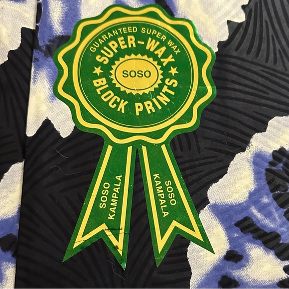 SOSO KAMPALA African Block Prints Guaranteed Veritable Super Wax Fabric 6 Yards - Picture 4 of 8